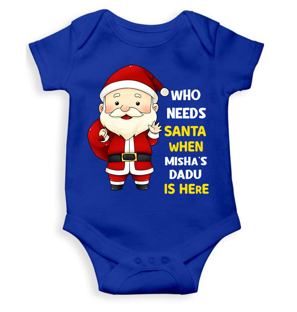 Customized Name Santa Dadu Is Here Christmas Rompers for Baby Girl- KidsFashionVilla
