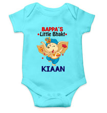 Load image into Gallery viewer, Custom Name Little Bappa Bhakt Ganesh Chaturthi Rompers for Baby Boy- KidsFashionVilla
