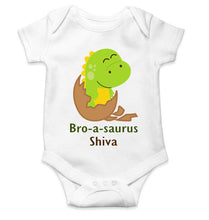 Load image into Gallery viewer, Custom Name Bro A Sauras Raksha Bandhan Rompers for Baby Boy- KidsFashionVilla

