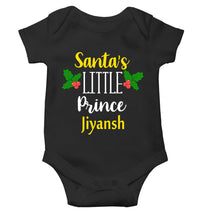 Load image into Gallery viewer, Customized Name Santas Little Prince Christmas Rompers for Baby Boy- KidsFashionVilla
