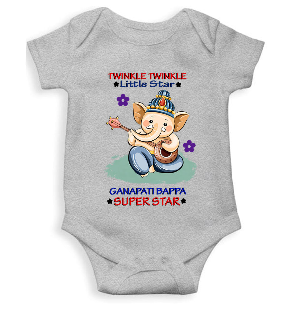 Twinkle Twinkle Little Star Ganpati Bappa Superstar Ganesh Chaturthi Rompers for Baby Boy- KidsFashionVilla