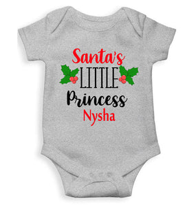 Customized Name Santas Little Princess Christmas Rompers for Baby Girl- KidsFashionVilla