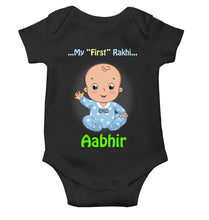 Load image into Gallery viewer, Custom Name My First Rakhi Rompers for Baby Boy- KidsFashionVilla
