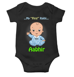 Custom Name My First Rakhi Rompers for Baby Boy- KidsFashionVilla
