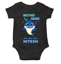 Load image into Gallery viewer, Custom Name Brother Shark Doo Doo Doo Rakhi Rompers for Baby Boy- KidsFashionVilla
