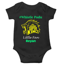 Load image into Gallery viewer, Custom Name IPL CSK Chennai Super Kings Whistle Podu Rompers for Baby Boy- KidsFashionVilla
