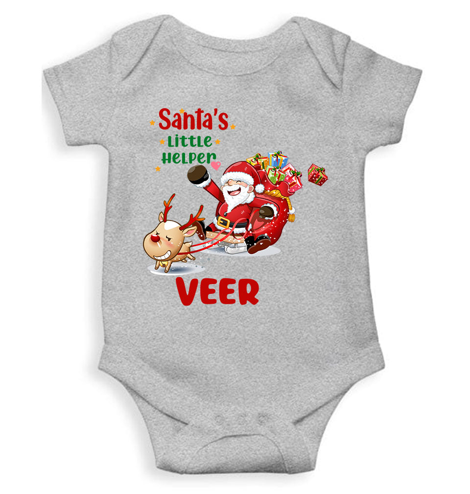 Customized Name Santas Little Helper Christmas Rompers for Baby Boy- KidsFashionVilla