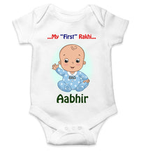 Load image into Gallery viewer, Custom Name My First Rakhi Rompers for Baby Boy- KidsFashionVilla
