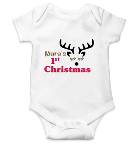 Customized Name First Christmas Rompers for Baby Girl- KidsFashionVilla