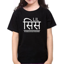 Load image into Gallery viewer, Big Sis Lil Sis We Break Rules Together Sister-Sister Kids Half Sleeves T-Shirts -KidsFashionVilla
