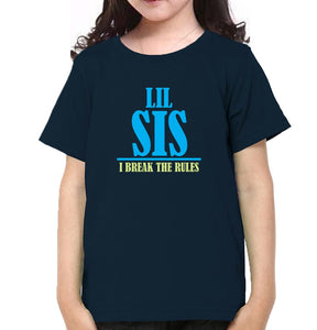 Big Sis make The Rules Lil Sis Break The Rules Brother-Sister Kid Half Sleeves T-Shirts -KidsFashionVilla