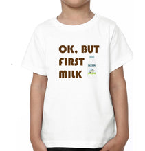 Load image into Gallery viewer, Ok But First Coffee Ok But First Milk Father and Son Matching T-Shirt- KidsFashionVilla
