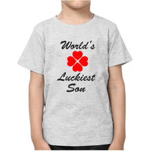 Load image into Gallery viewer, World Luckiest Dad  World Luckiest  Son Father and Son Matching T-Shirt- KidsFashionVilla
