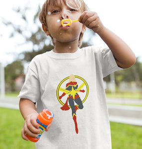 Captain Marvel Logo Half Sleeves T-Shirt for Boy-KidsFashionVilla