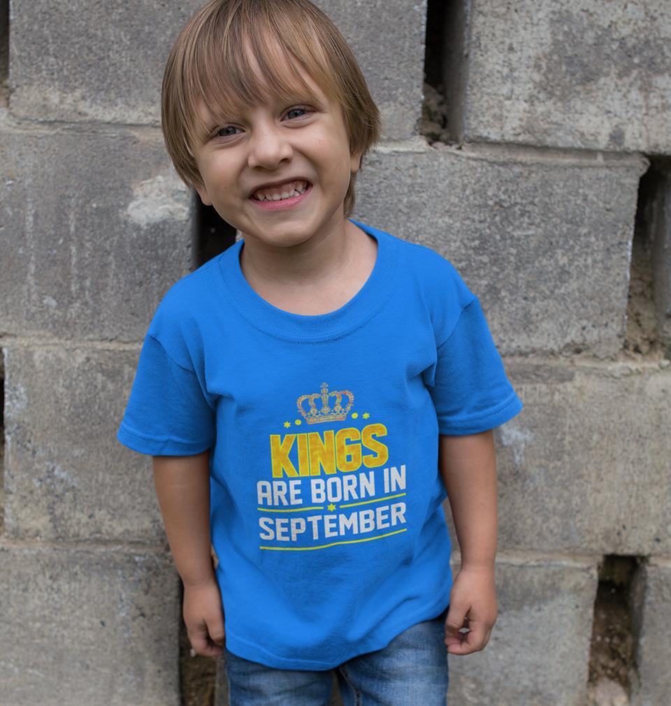 Kings Are Born In September Half Sleeves T-Shirt for Boy-KidsFashionVilla
