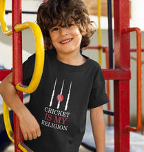 Load image into Gallery viewer, Cricket is my religion Half Sleeves T-Shirt for Boys and Kids-KidsFashionVilla
