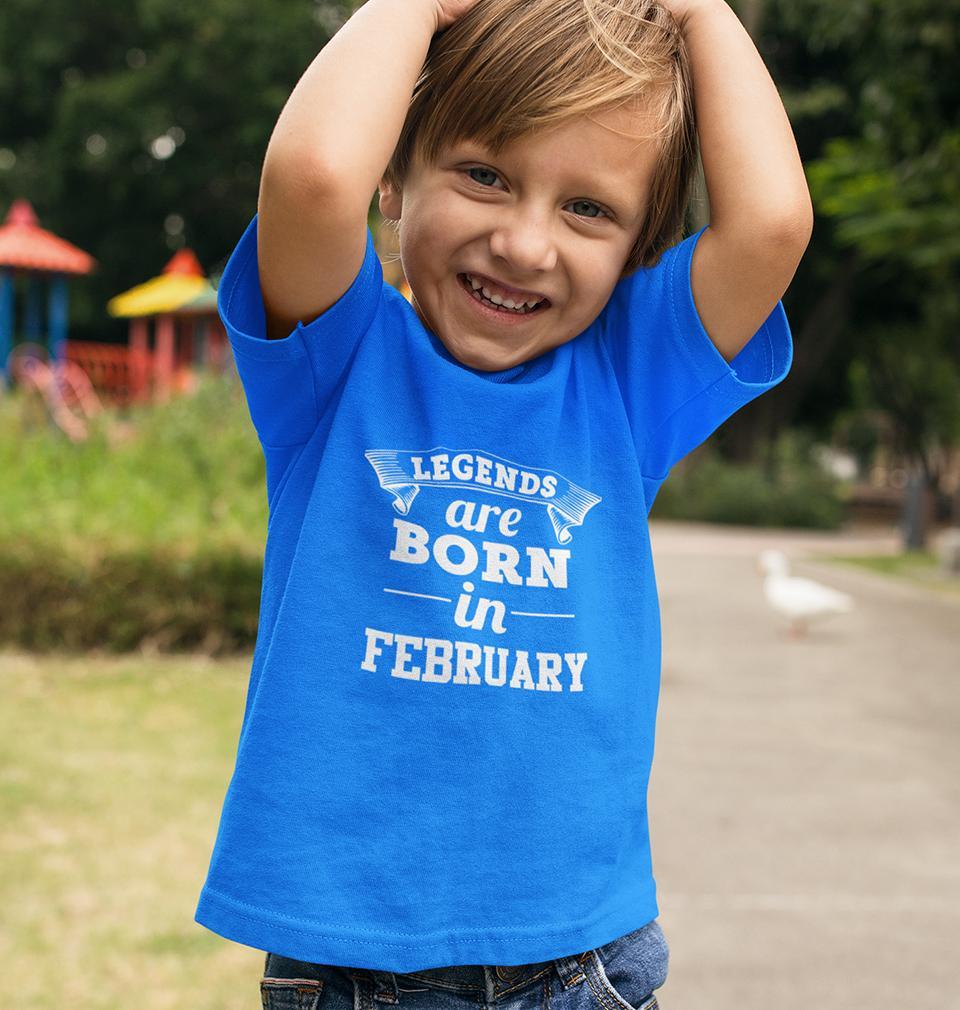 Legends are Born in February Half Sleeves T-Shirt for Boy-KidsFashionVilla