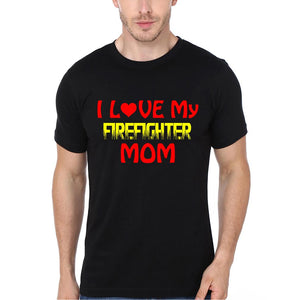 I Love My Firefighter Mom I  Love My Firefighter Son Mother and Son Matching T-Shirt- KidsFashionVilla
