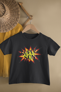 Super Son Mother And Son Black Matching T-Shirt- KidsFashionVilla