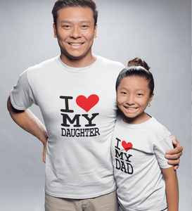I Love My Dad & I Love My Daughter Father and Daughter Matching T-Shirt- KidsFashionVilla