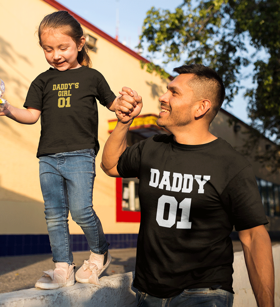 Daddy 01  Daddy's Girl 01 Father and Daughter Matching T-Shirt- KidsFashionVilla