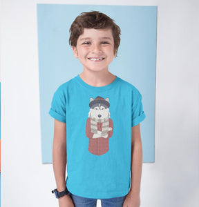 Hipster Wolf Half Sleeves T-Shirt for Boy-KidsFashionVilla