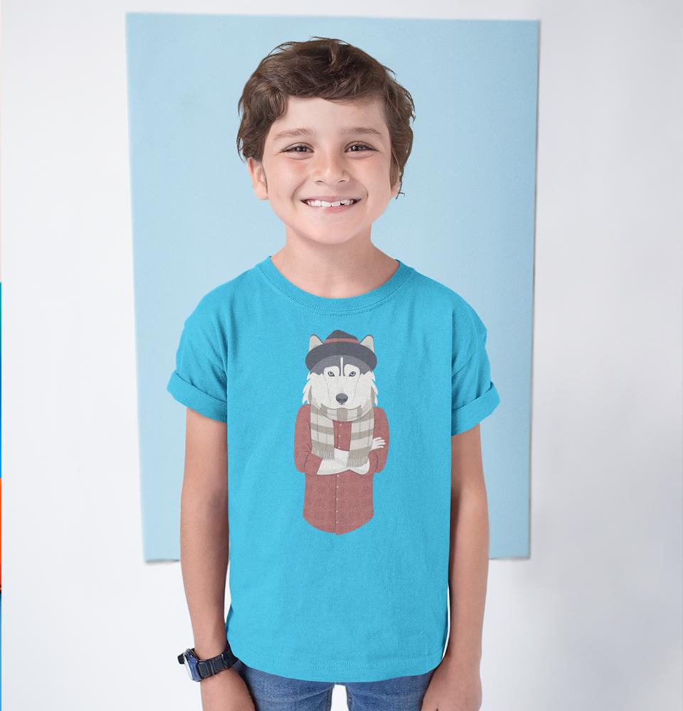 Hipster Wolf Half Sleeves T-Shirt for Boy-KidsFashionVilla