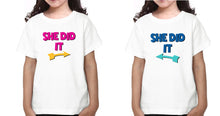 Load image into Gallery viewer, She Did it Sister-Sister Kids Half Sleeves T-Shirts -KidsFashionVilla
