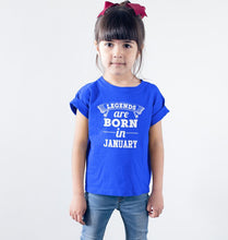 Load image into Gallery viewer, Legends are Born in January Half Sleeves T-Shirt For Girls -KidsFashionVilla
