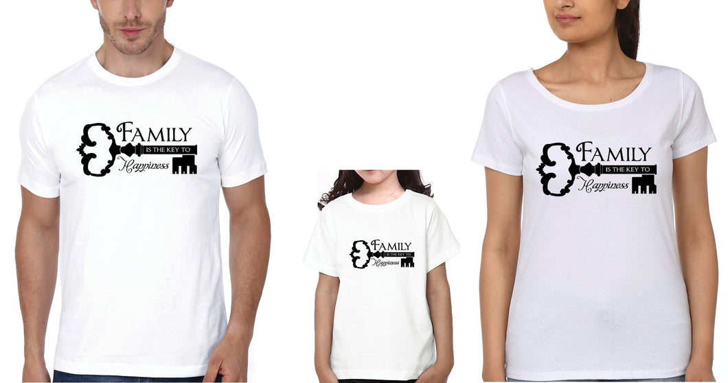 Family Is The Key Of Happiness Family Half Sleeves T-Shirts-KidsFashionVilla