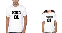 Load image into Gallery viewer, King 01 Princess 01 Father and Daughter Matching T-Shirt- KidsFashionVilla
