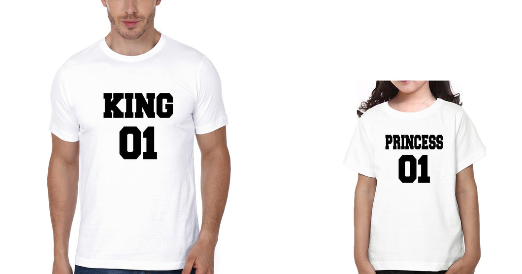 King 01 Princess 01 Father and Daughter Matching T-Shirt- KidsFashionVilla