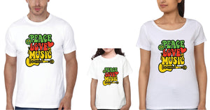 Peace Love Music Family Half Sleeves T-Shirts-KidsFashionVilla