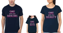 Load image into Gallery viewer, One With The Beauty Brains Both Family Half Sleeves T-Shirts-KidsFashionVilla
