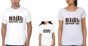 Speak Up Family Half Sleeves T-Shirts-KidsFashionVilla