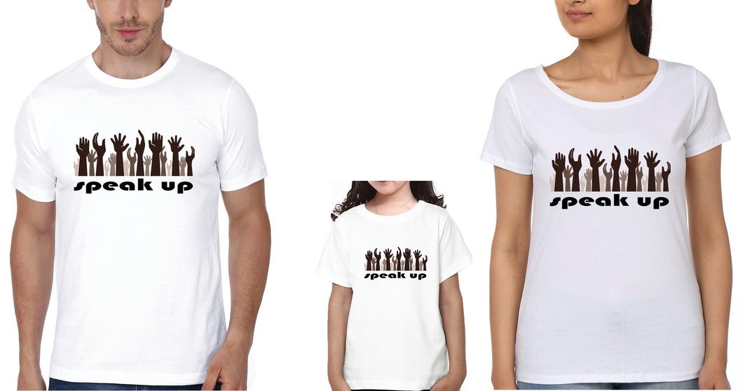 Speak Up Family Half Sleeves T-Shirts-KidsFashionVilla