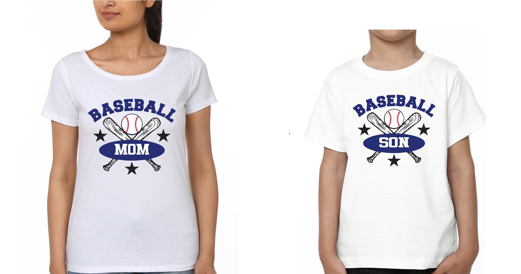 Baseball Mom Baseball Son Mother and Son Matching T-Shirt- KidsFashionVilla
