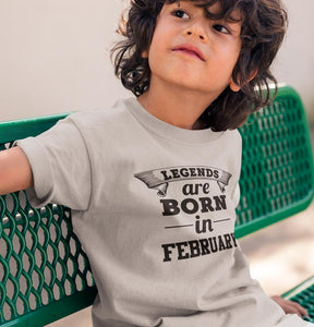 Legends are Born in February Half Sleeves T-Shirt for Boy-KidsFashionVilla