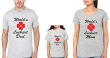 Load image into Gallery viewer, World Luckiest Kid Mom Dad Family Half Sleeves T-Shirts-KidsFashionVilla
