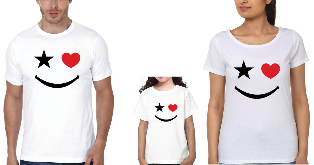 Smiley Family Half Sleeves T-Shirts-KidsFashionVilla