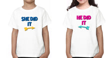 Load image into Gallery viewer, He Did She Did Brother-Sister Kid Half Sleeves T-Shirts -KidsFashionVilla
