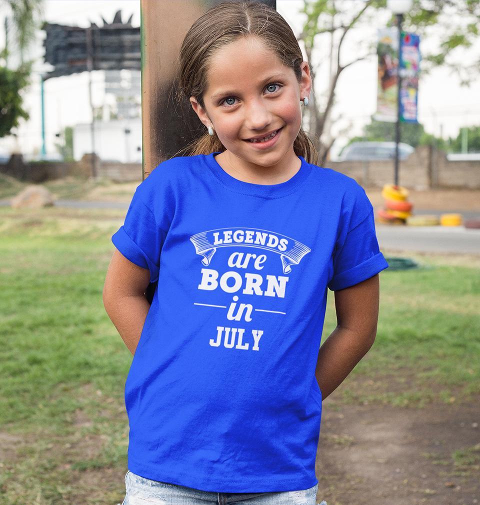 Legends are Born in July Half Sleeves T-Shirt For Girls -KidsFashionVilla