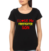 Load image into Gallery viewer, I Love My Firefighter Mom I  Love My Firefighter Son Mother and Son Matching T-Shirt- KidsFashionVilla
