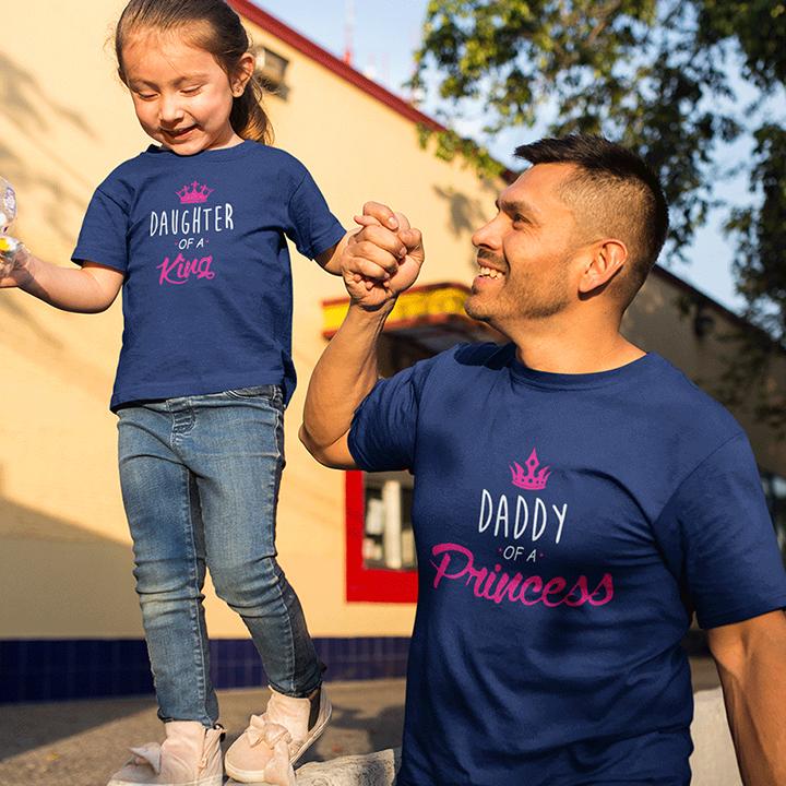 Daughter Of King & Daddy Of A  Princess Father and Daughter Matching T-Shirt- KidsFashionVilla