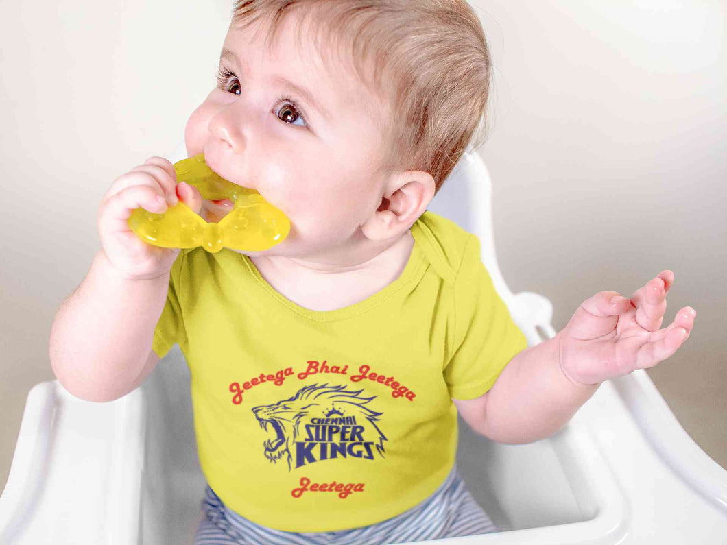 IPL Chennai Super Kings Jeetega Bhai Jeetega CSK Jeetega Rompers for Baby Boy- KidsFashionVilla