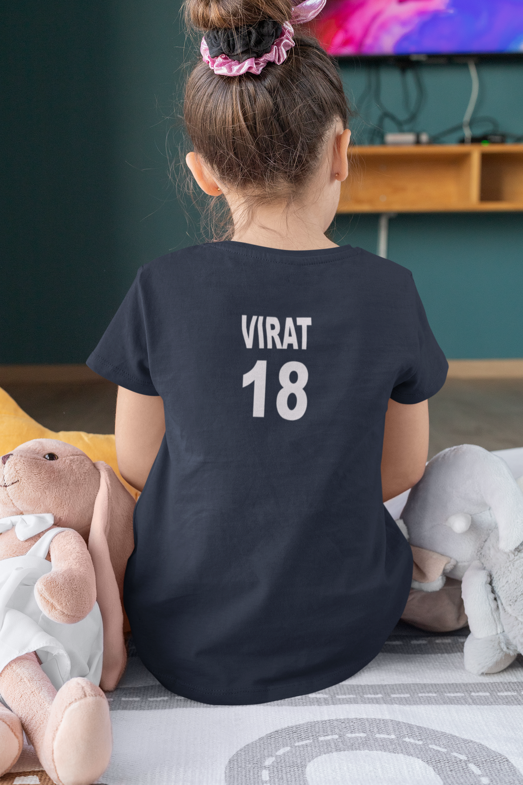 Virat 18 Half Sleeves T-Shirt For Girls -KidsFashionVilla