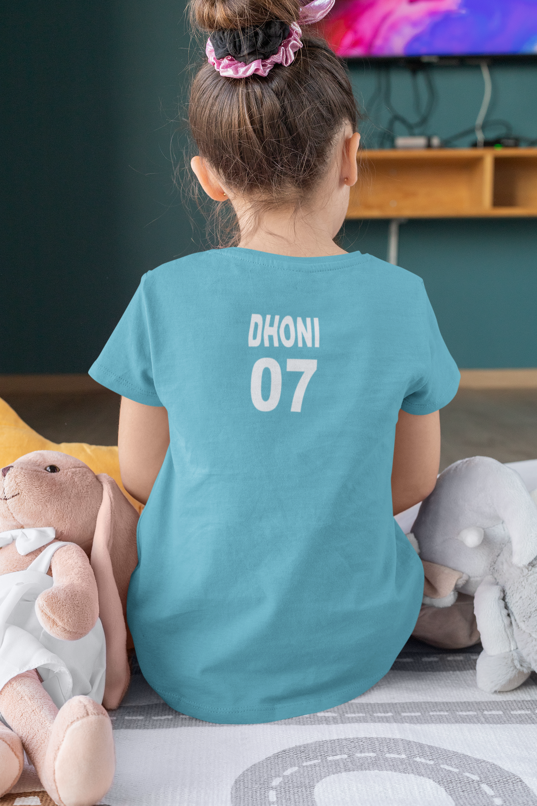 Dhoni 07 Half Sleeves T-Shirt For Girls -KidsFashionVilla