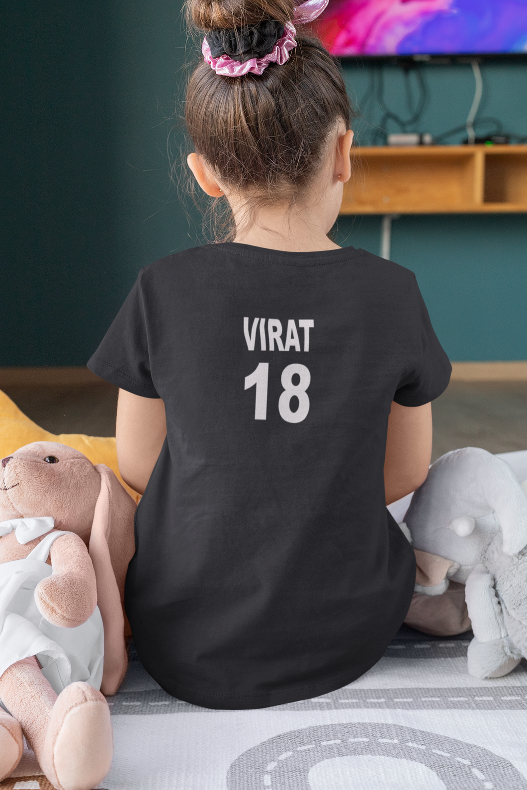 Virat 18 Half Sleeves T-Shirt For Girls -KidsFashionVilla