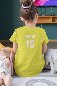 Tendulkar 10  Half Sleeves T-Shirt For Girls -KidsFashionVilla
