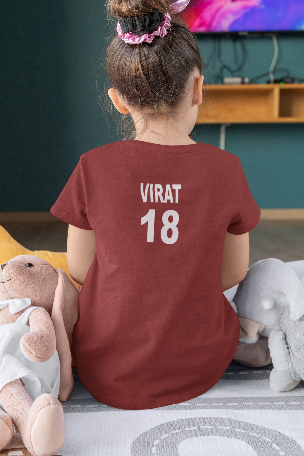 Virat 18 Half Sleeves T-Shirt For Girls -KidsFashionVilla